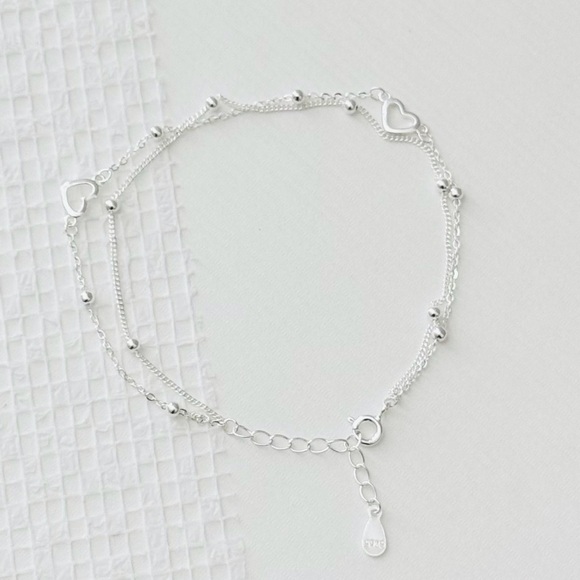 Sterling Silver Heart Bracelet, Cute Dainty Gift Bracelet - Picture 2 of 4